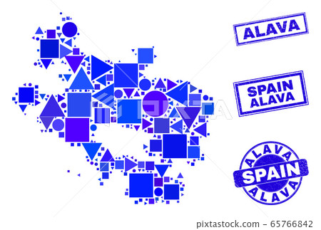 Blue Geometric Mosaic Alava Province Map and Stamps 65766842