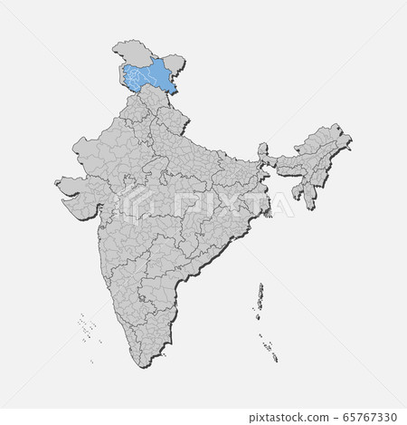 India country map Jammu and Kashmir state template 65767330
