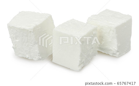 Feta cheese isolated on white background. With clipping path and full depth of field 65767417