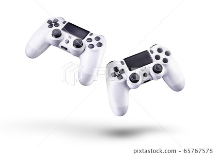 Set of white video game joysticks gamepad isolated Set of white video game joysticks gamepad isolated 65767578