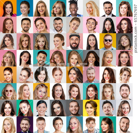 collage of happy smiling faces of people. collage of happy smiling faces of people. 65767697