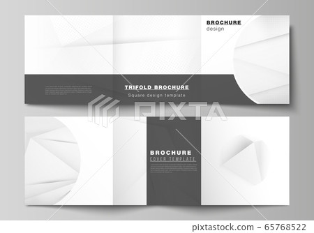 Vector layout of square cover design templates for trifold brochure, flyer, magazine, cover design, book design, brochure cover. Halftone effect decoration with dots. Dotted pop art pattern decoration 65768522