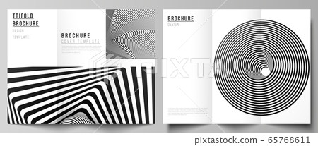 The minimal vector illustration layouts. Modern creative covers design templates for trifold brochure or flyer. Abstract 3D geometrical background with optical illusion black and white design pattern. The minimal vector illustration layouts. Modern creative covers design templates for trifold brochure or flyer. Abstract 3D geometrical background with optical illusion black and white design pattern. 65768611