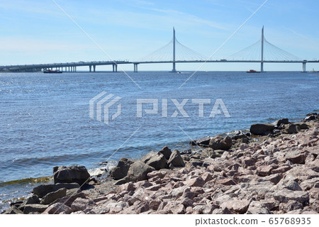 Cable bridge in Saint Petersburg. 65768935
