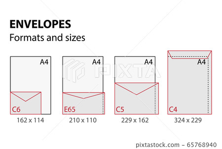 vector illustration of envelopes formats and sizes set 65768940