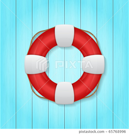 vector illustration of red lifebuoy on wood background vector illustration of red lifebuoy on wood background 65768996