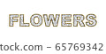 Hand drawn floral alphabet design. Gold glittering contour. FLOWERS word 65769342