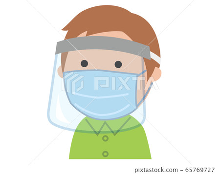 Men wearing face shields and masks 65769727
