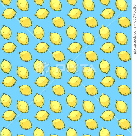 Lemons on blue background. Vector bright print. Lemons on blue background. Vector bright print. 65770186