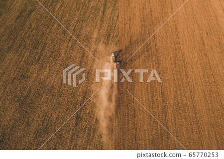 Above view of a field flying on a drone during 65770253