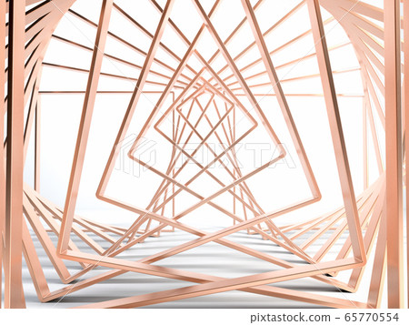 ABstract scene with golden or copper frames making fancy geometry shapes and forms. 3d render ABstract scene with golden or copper frames making fancy geometry shapes and forms. 3d render 65770554