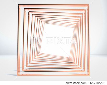 Abstract scene of golden or copper tunnel on white background. Pace your text or object. 3d render Abstract scene of golden or copper tunnel on white background. Pace your text or object. 3d render 65770555