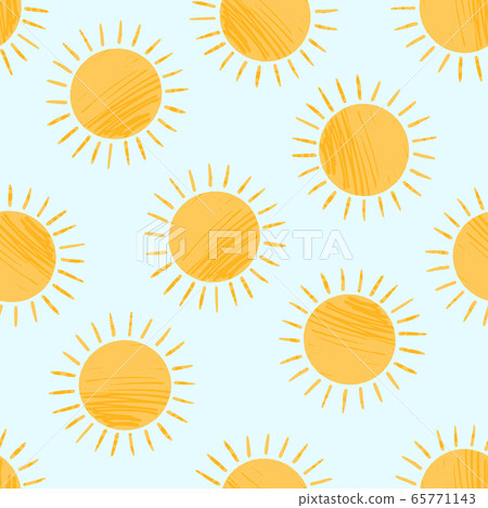 Cute textured cartoon yellow sun pattern 65771143
