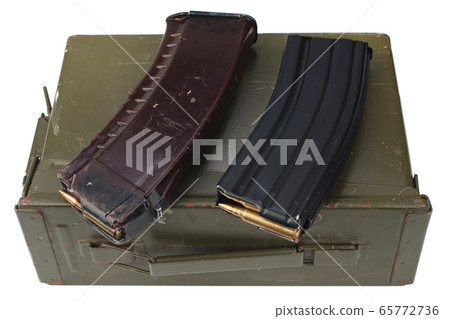 m16 and ak47 magazins on ammunition can 65772736