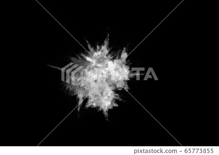 White powder explosion on black background. Colored cloud. Colorful dust explode. Paint Holi. 65773855