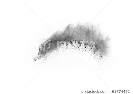 Particles of charcoal on white background,abstract powder splatted on white background,Freeze motion of black powder exploding or throwing black powder. Particles of charcoal on white background,abstract powder splatted on white background,Freeze motion of black powder exploding or throwing black powder. 65774471
