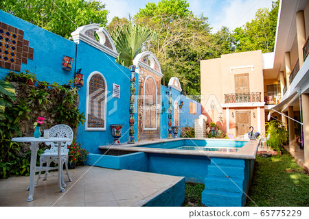 Mexico Valladolid hotel courtyard with pool 65775229