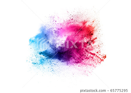 abstract powder splatted background. Colorful powder explosion on white background. Colored cloud. Colorful dust explode. Paint Holi. 65775295
