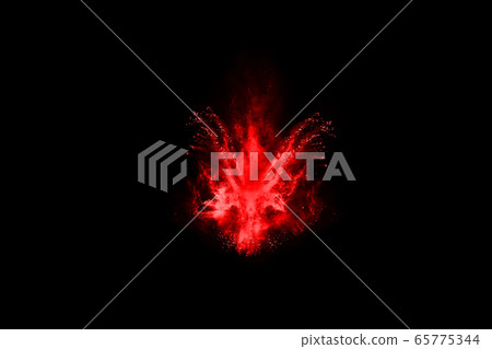 abstract red powder explosion on black background.abstract red powder splatted on black background. Freeze motion of red powder exploding. abstract red powder explosion on black background.abstract red powder splatted on black background. Freeze motion of red powder exploding. 65775344