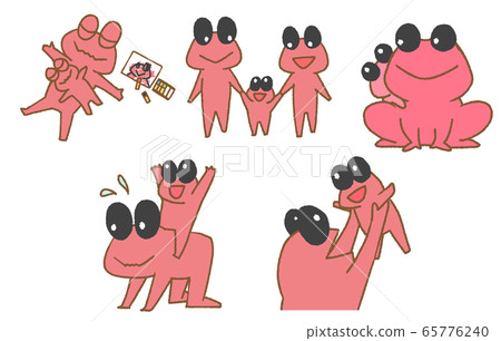 Collection of frog family illustrations (red) Collection of frog family illustrations (red) 65776240