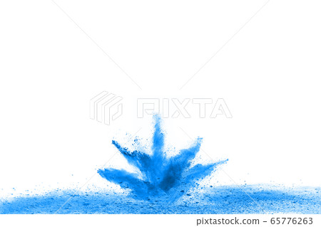 Blue powder explosion on white background. Colored cloud. Colorful dust explode. Paint Holi. Blue powder explosion on white background. Colored cloud. Colorful dust explode. Paint Holi. 65776263