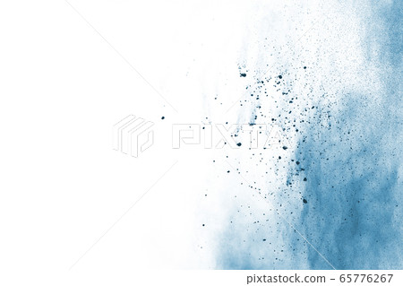Blue powder explosion on white background. Colored cloud. Colorful dust explode. Paint Holi. 65776267