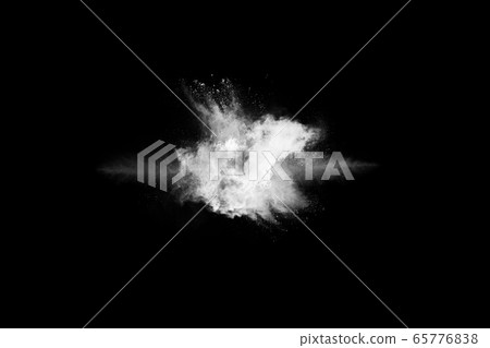 White powder explosion on black background. Colored cloud. Colorful dust explode. Paint Holi. 65776838