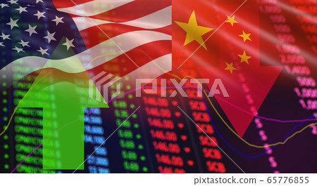 USA America and China flag Stock market exchange USA America and China flag Stock market exchange 65776855