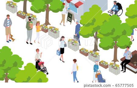 Isometric people illustration cityscape banner 65777505