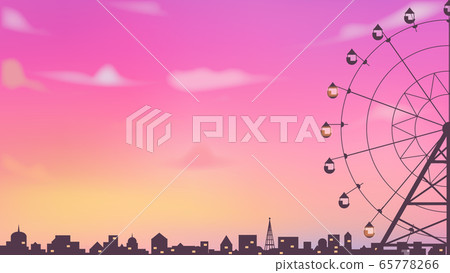 Silhouette ferris wheel in the city with beautiful twilight sky Silhouette ferris wheel in the city with beautiful twilight sky 65778266