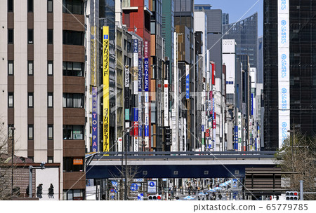 日本東京銀座（行人天堂）的東京城市景觀= 3月20日 65779785