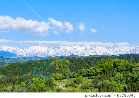 View of the Northern Alps from Narai Sion Park (Spring) 65780345
