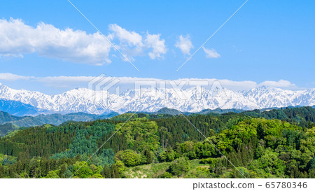 View of the Northern Alps from Narai Sion Park (Spring) 65780346