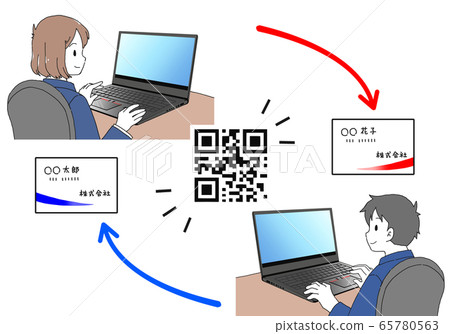 Illustration of online business card exchange Illustration of online business card exchange 65780563