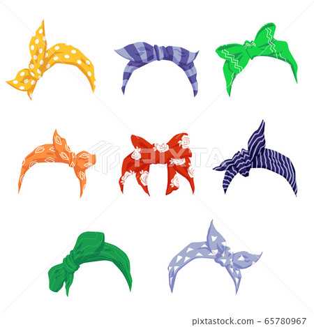 Set retro headband or bandana for woman, cartoon vector illustration isolated. Set retro headband or bandana for woman, cartoon vector illustration isolated. 65780967