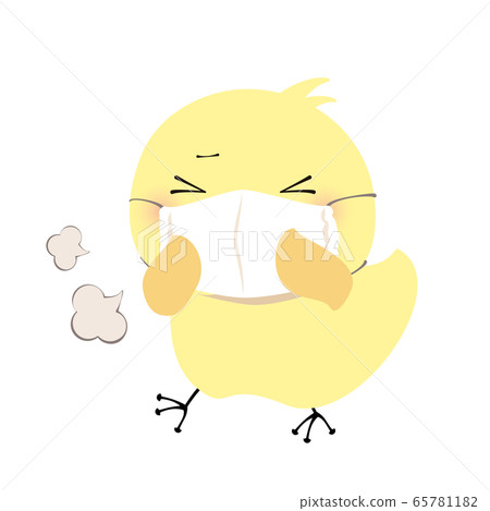 Chick wearing a mask and coughing Chick wearing a mask and coughing 65781182