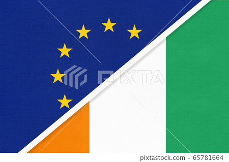 European Union or EU and Ivory Coast national flag European Union or EU and Ivory Coast national flag 65781664