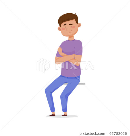 Man with Crossed Arms Sitting Outdoor Alone and Waiting for Somebody Vector Illustration Man with Crossed Arms Sitting Outdoor Alone and Waiting for Somebody Vector Illustration 65782026