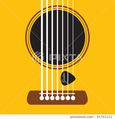 Acoustic Guitar and Pick Sound Hole Poster Vector Illustration. 65783131