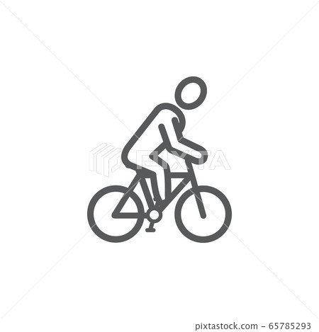Cyclist line icon on white background Cyclist line icon on white background 65785293