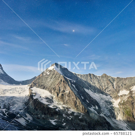 Scenery of mountains with stars on sky. Scenery of mountains with stars on sky. 65788121