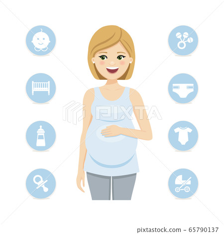 Pregnant woman and baby boy icons. Vector Pregnant woman and baby boy icons. Vector 65790137