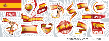 Vector set of the national flag of Spain in various creative designs 65790198