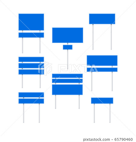 Blue road signs vector set isolated on white... - Stock Illustration ...