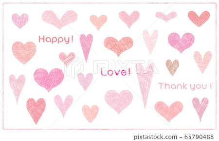 A set of hearts all in different shapes Colored pencils A set of hearts all in different shapes Colored pencils 65790488