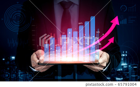 Double Exposure Image of Business Profit Growth Double Exposure Image of Business Profit Growth 65791004