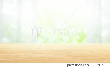 Wood table and bokeh green background 16: 9 65791468