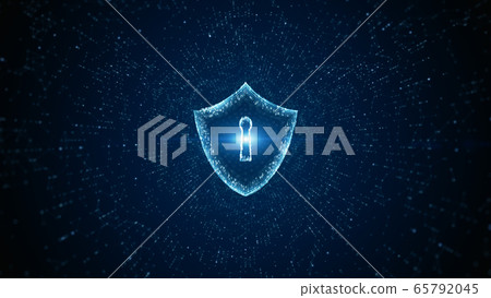 Shield Icon of cyber security. Digital data - Stock Illustration ...