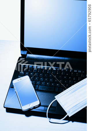Mask and laptop, smartphone 65792908