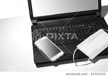 Mask and laptop, smartphone 65792910
